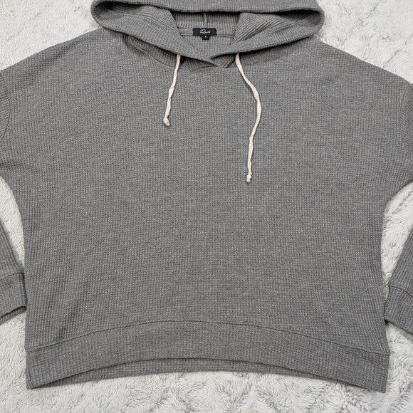 Rails Hoodie Women's S Gray Heather Murray Waffle Knit Thermal Pullover Crop - Picture 2 of 8